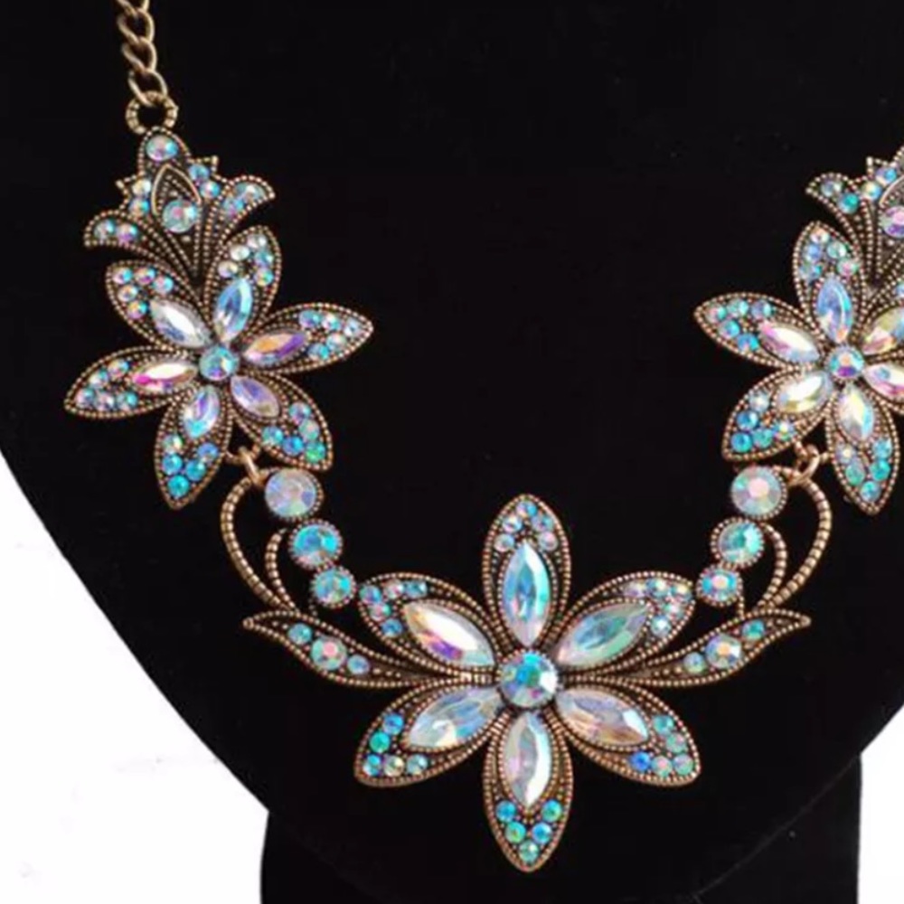 Statement Crystal / Rhinestone Necklace Multicolo… - image 6